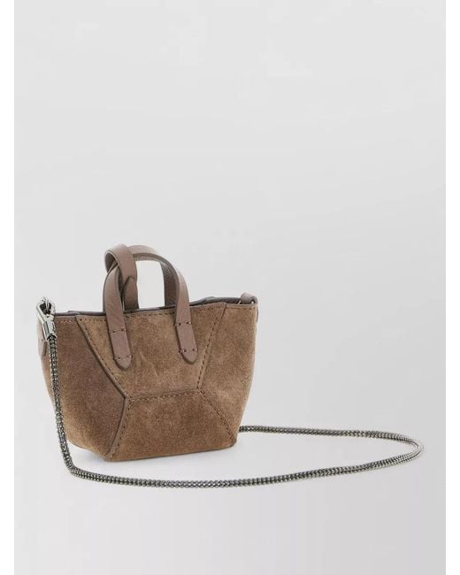 Brunello Cucinelli White Micro Bc Duo Leather Top Handle Bag