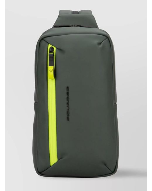 Piquadro Green Fabric One-Shoulder With Front Zip Pocket