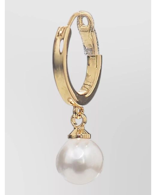 Self-Portrait Natural Brass Earrings Featuring Delicate Pearl Drops