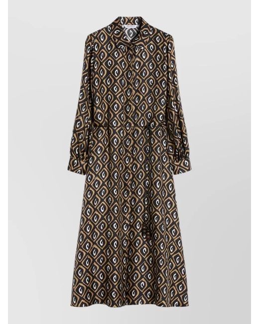 Max Mara Multicolor Silk Twill Shirt Dress A Line Cut