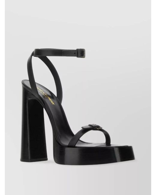 Saint Laurent Black Silk Crystal-Embellished Platform Sandals