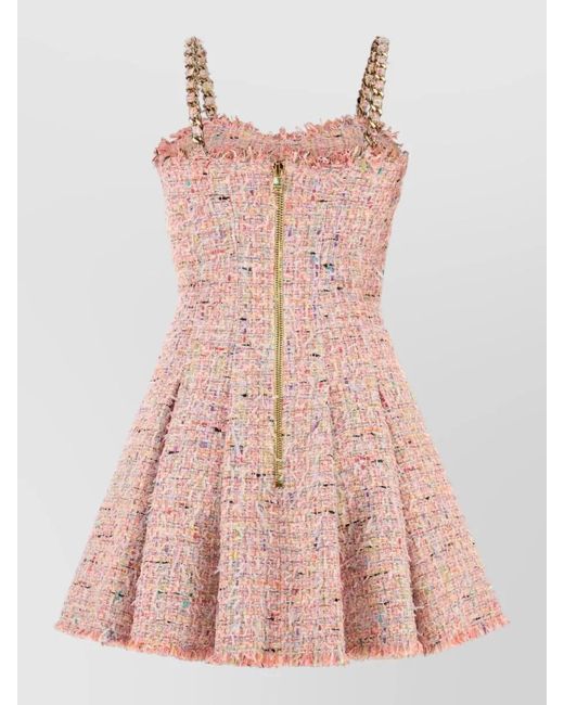 Balmain Pink Tweed Mini Dress