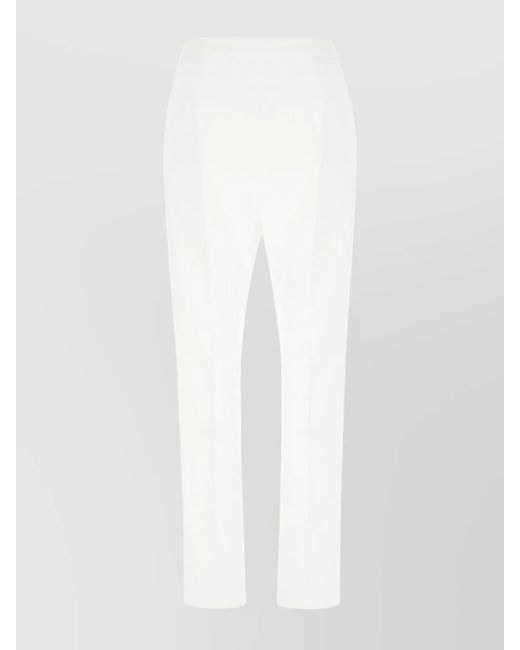 Max Mara White Stretch Cotton Tailored Trousers