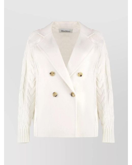 Max Mara Natural Cashmere Wool Cable-Knit Double-Breasted Jacket