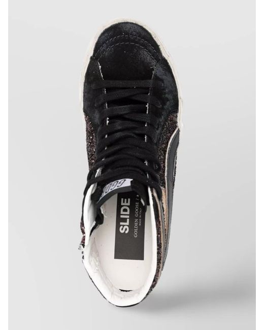 Golden Goose Deluxe Brand Black Leather Panelled High-Top Sneakers