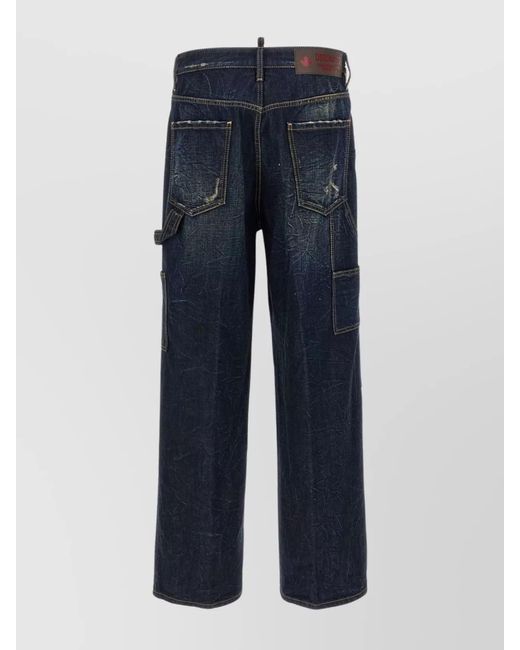 DSquared² Blue Denim Loose Carpenter Straight-Leg Jeans for men