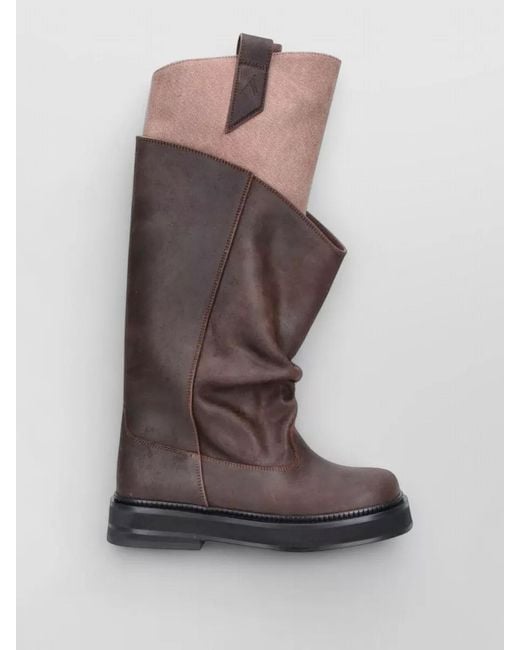 The Attico Gray Mid Calf Boots Flat Sole Pull Tab