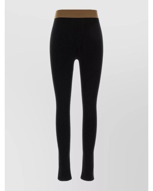 Uma Wang Black Cashmere Ribbed High Waist Stretch Leggings