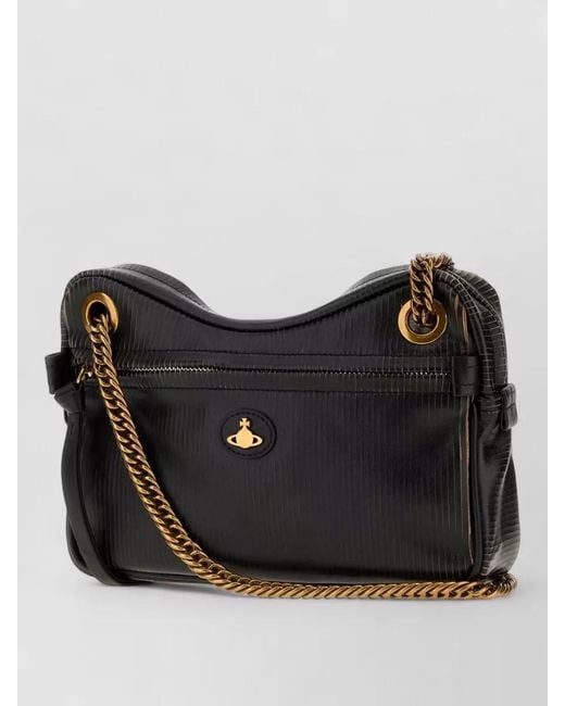 Vivienne Westwood Black Medium Dolce Leather Shoulder Clutch Bag