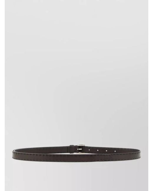 Prada White Slim Nappa Lambskin Belt Raw Cut