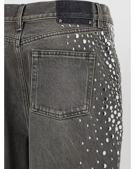 Golden Goose Deluxe Brand Gray Journey Wide Leg Jeans Studs Pockets
