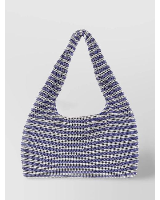 Kara Blue Crystal Mesh Mini Embellished Shoulder Bag