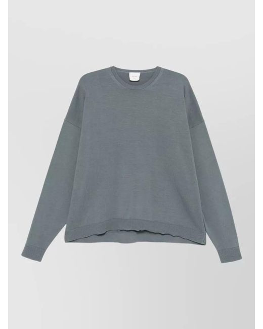 Alysi Blue Knit Crew Neck Sweater Dropped Shoulders
