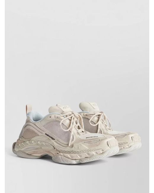 Balenciaga Natural Triple S Mesh Sneakers Chunky Sole