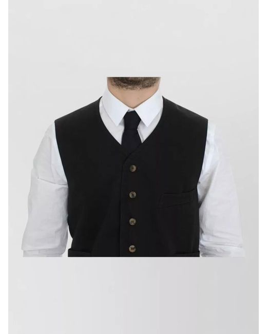 Dolce & Gabbana Black Cotton V-Neck Waistcoat for men