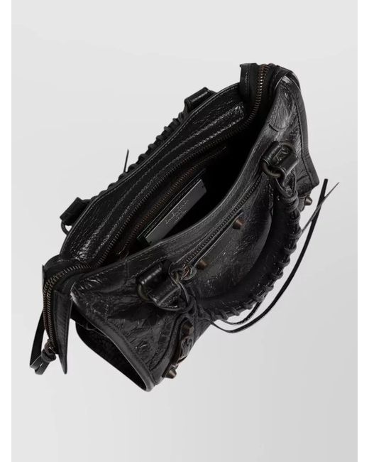 Balenciaga Black Mini Bag Nylon Detail Silk Top Handles