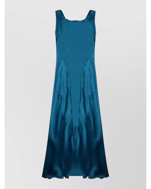 Alberta Ferretti Blue Silk Maxi Dress