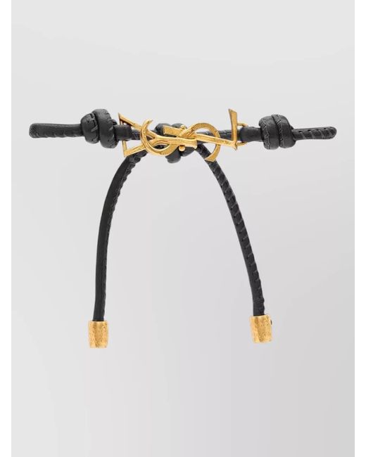 Saint Laurent Multicolor Cassandre Leather Cord Bracelet Knot Detail