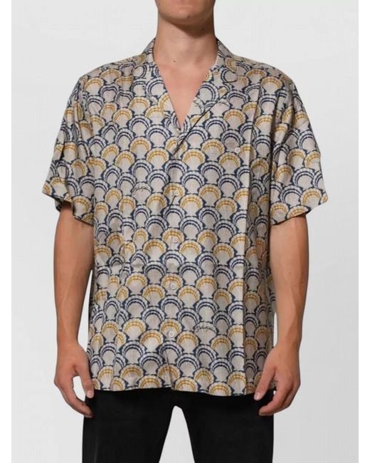 Dolce & Gabbana Gray Cotton Silk Hawaii Scallop Shell Shirt for men
