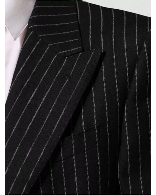 Dolce & Gabbana Black Striped Two Button Suit Jacket Blazer for men