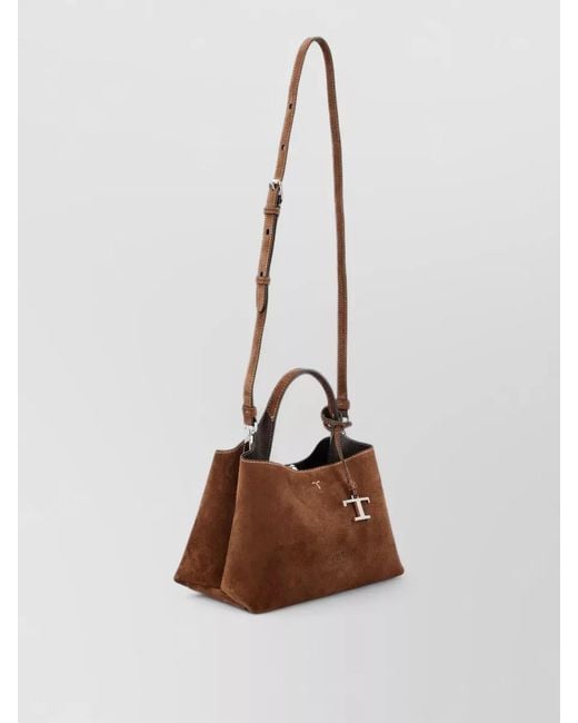 Tod's Brown Shoulder Bag Small Zip Top Handle