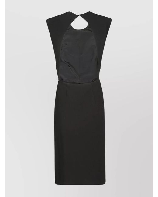 Sportmax Black Halter Neckline Fitted Waist Midi Dress