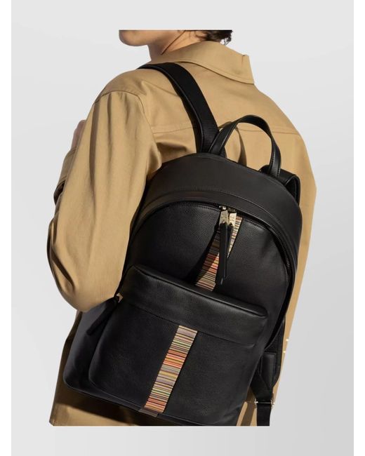 Paul Smith Black Leather Backpack for men