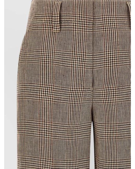 Brunello Cucinelli Brown Checked Cigarette Trousers Belt Loops Side Pockets