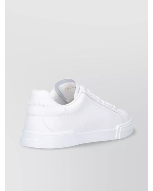 Dolce & Gabbana White Leather Portofino Low-Top Sneakers for men