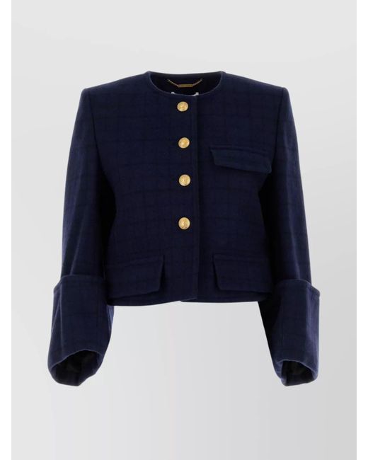 Chloé Blue Printed Wool Blend Blazer Body