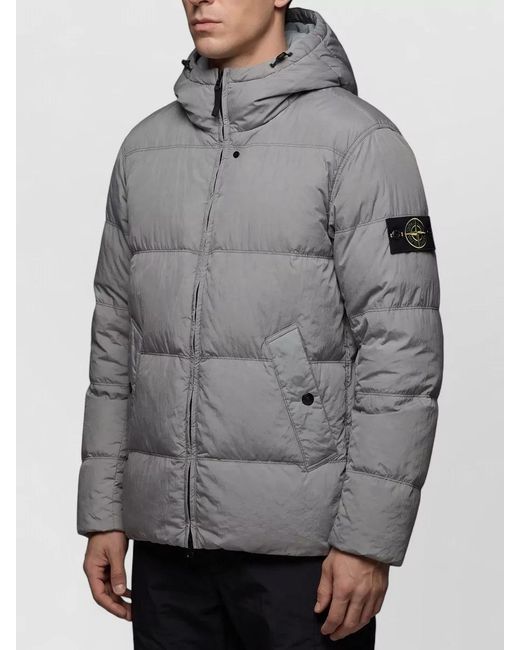 Stone Island Gray Crinkle Reps Down Jacket for men
