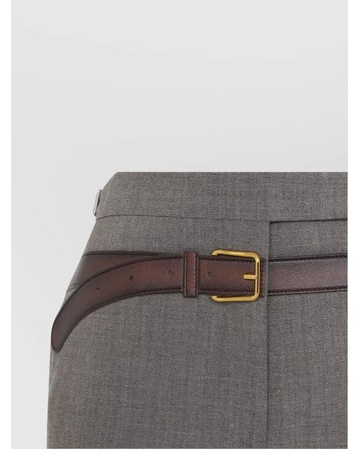 Prada Gray High-Rise Wide-Leg Trousers
