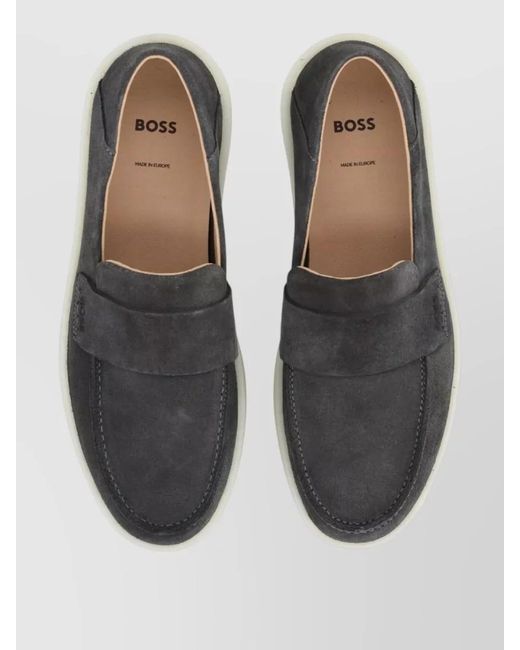 Boss Multicolor Suede Loafers Round Toe Rubber Sole for men