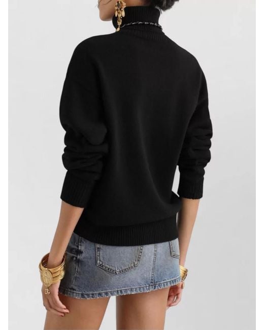 Dolce & Gabbana Black Wool Turtleneck Sweatshirt