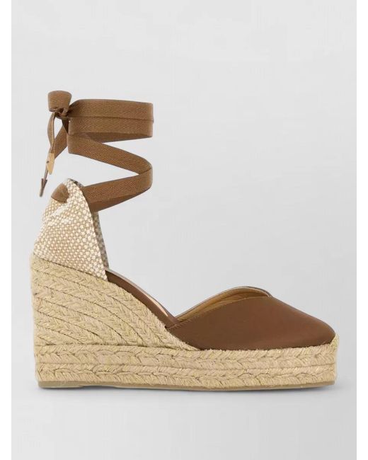 Castaner Metallic Chiara Wedge Espadrilles Peep Toe Heel