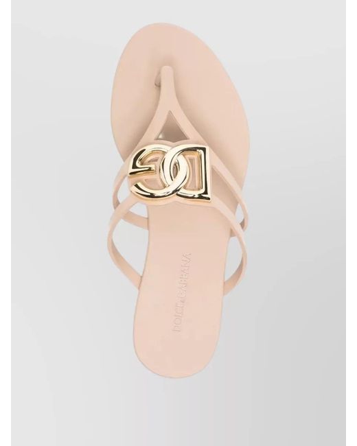 Dolce & Gabbana Natural Rubber Logo-Embellished Thong Sandals