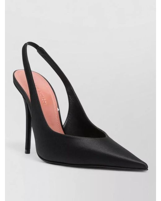 AMINA MUADDI Black Silk Satin Slingback Pumps