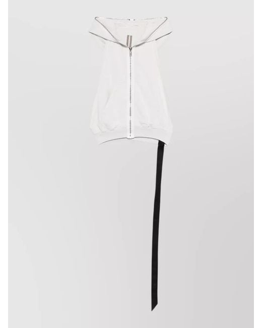 Rick Owens White Cyclops Sleeveless Knit Hooded Top