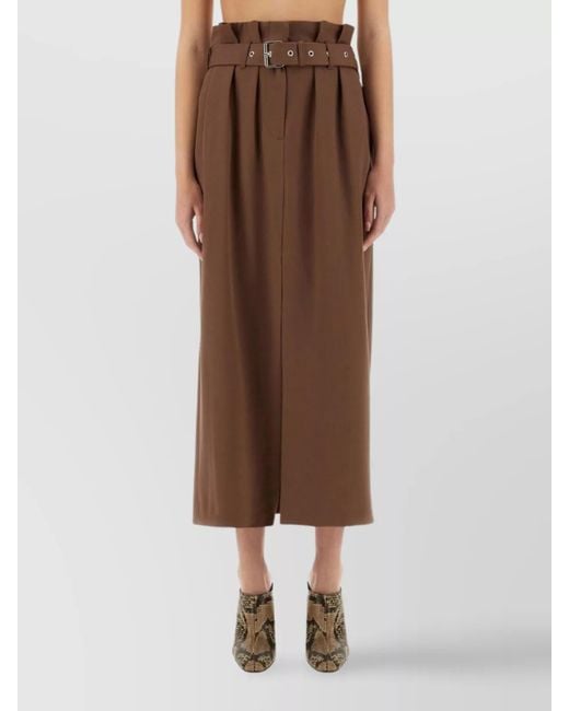 Dries Van Noten Brown Wool Pleated Skirt