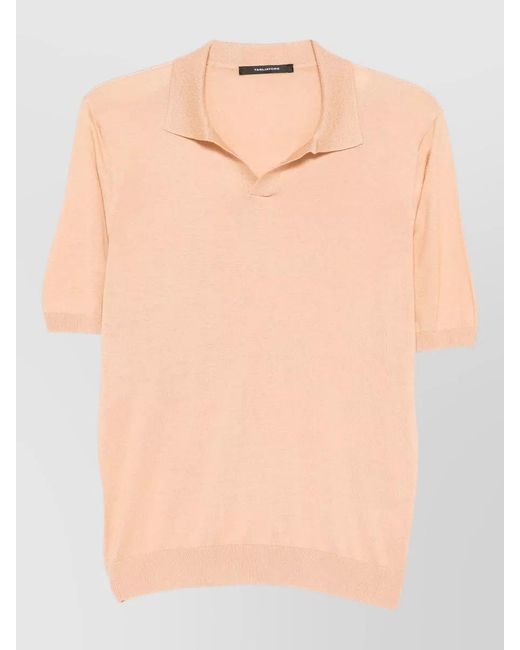 Tagliatore Natural Keith Polo Shirt Ribbed Collar Cuffs for men