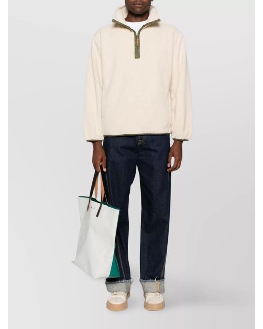 A.P.C. Natural Polyester Zip-Neck Long-Sleeve Sweatshirt for men