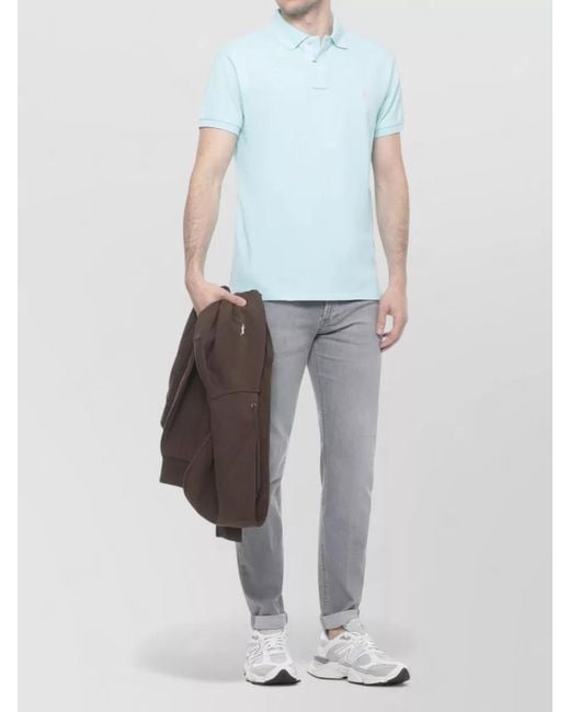 Ralph Lauren Blue Cotton Short-Sleeve Polo Shirt for men