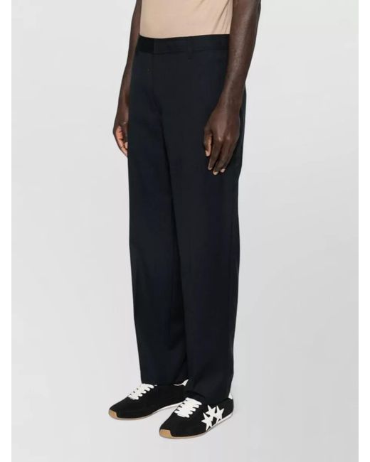 Emporio Armani Black Wool Trousers Straight Leg Pressed Crease for men