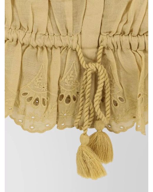 Isabel Marant Metallic Organic Cotton Embroidered Puff-Sleeve Blouse
