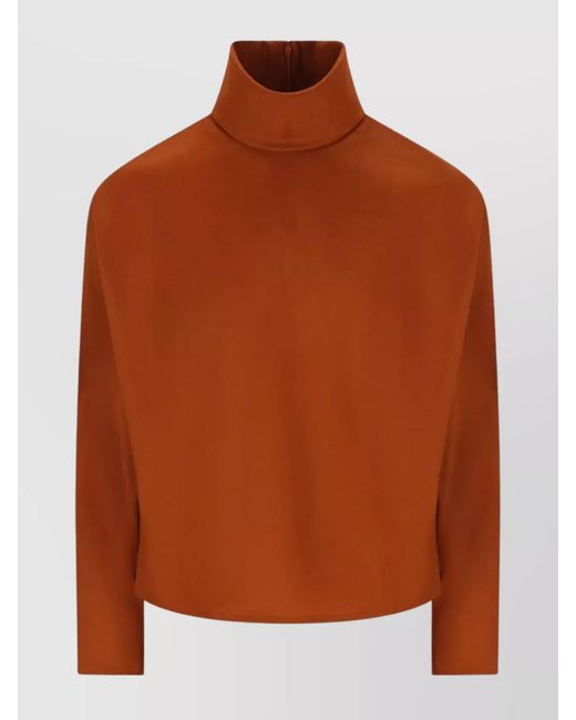 Saint Laurent Brown Silk Halterneck Long-Sleeve Knitted Top