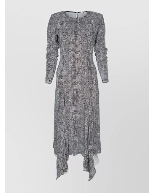 Elisabetta Franchi Gray Python Print Dress Long Sleeves