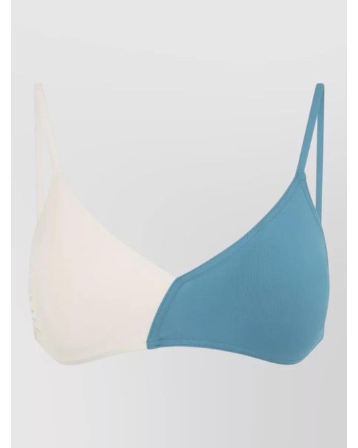 Eres Blue Two-Tone Triangle V-Neck Bikini Top