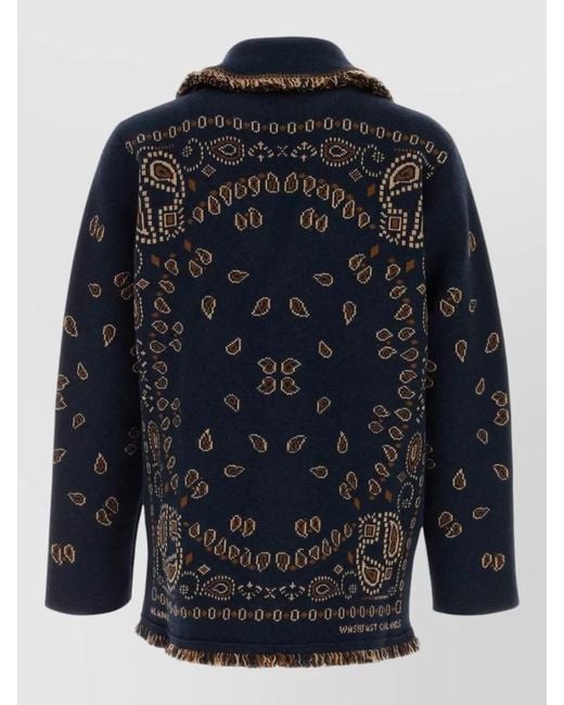Alanui Blue Cashmere Bandana Cardigan Shawl Collar for men