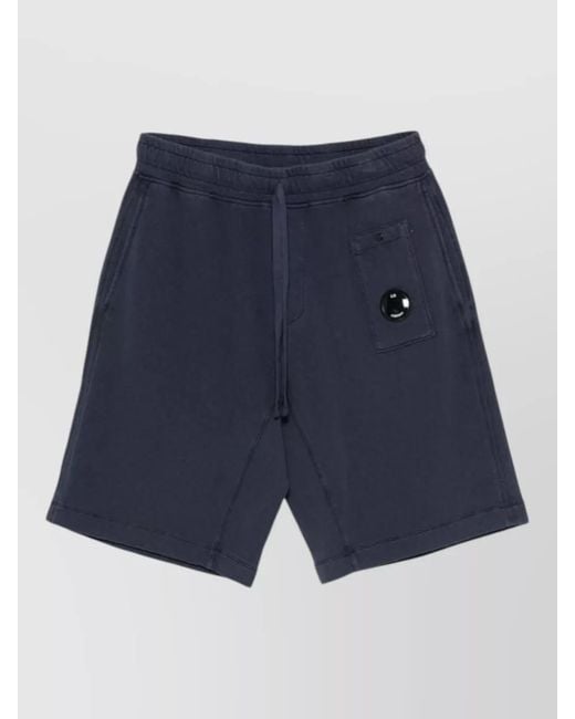 C P Company Blue Cotton Bermuda Shorts Elastic Waistband Pocket for men