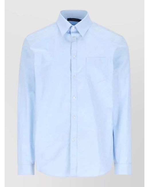 Gucci Blue Shirt Button Down Collar Chest Pocket for men